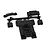 A black plastic parts tree containing several suspension mount components for an RC vehicle.