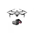 A grey DJI Mavic 2 Pro drone with propellers extended, positioned above a pair of black DJI FPV goggles against a plain white background.