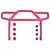 A pink RPM rear bumper for an RC car, shown with eight small pink spacers on a white background.
