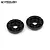 Two black anodized aluminium SLW wheel hex hubs from Vanquish Products against a white background.