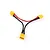 An XT60 series adapter cable with three yellow XT60 connectors and red and black 14AWG wiring on a white background.