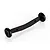 A black T-Bone Racing wheelie bar for a 1/10 scale RC truck, featuring a curved mounting brace and two small wheels at the ends.