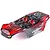 A pre-painted red and grey HSP Verdikt-S rock racer RC body shell featuring a detailed cockpit interior with two seats against a white background.