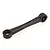 A black plastic RC servo steering linkage rod with a ball joint socket at one end and a circular mounting hole at the other.