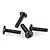 Four black metal button head screws with coarse threads arranged on a white background.