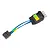 Traxxas TRX-4 LED 4-in-1 wire harness with a black connector block, blue and black wires, and a small module featuring green and yellow indicator squares.