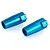 Two blue anodized aluminium rear axle covers for an RC car, shown from a high angle on a white background.