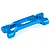 A blue anodized aluminium RC chassis brace with a central cutout and multiple threaded mounting holes on a white background.