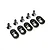 Five black metal engine mount inserts and five matching flat-head screws for Losi 5IVE-T 2.0 RC car.