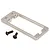 A silver aluminium RC steering servo mount plate with two black hex screws on a white background.