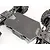 A black T-Bone Racing skid plate installed on the underside of an ARRMA Outcast 4S RC vehicle chassis.