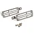 Two stainless steel rear taillight protector grills for an RC car, accompanied by four small mounting screws on a white background.