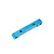 A blue anodized aluminium rear suspension arm pin mount for an RC car, shown isolated on a white background.