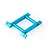 A blue anodized aluminium RC front brace component featuring two parallel bars connected by two side brackets with mounting holes.