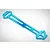 A blue anodized aluminium upper chassis plate for an RC car, featuring a long, skeletonized design with multiple mounting holes.