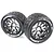 Two Louise 3.3 inch MT-Rocket RC monster truck tires mounted on black chrome beadlock-style wheels against a white background.
