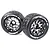 Louise 3.3" MT-Rocket MFT Tyres on (1/2 Offset) Black Chrome Rims - Beadlocked Wheels 2Pcs L-T3307SBCH