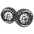 Two Louise 3.3 inch MT-Cyclone monster truck tyres mounted on black chrome beadlock-style rims against a white background.