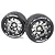 Two Louise ST-Rocket 3.3 inch RC stadium truck tires mounted on black chrome beadlock-style rims, shown against a white background.