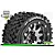 A Louise 3.3 inch ST-Uphill MFT RC tyre mounted on a black chrome beadlock rim, featuring a knobby tread pattern and white sidewall branding.