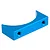 A blue anodized aluminium rear motor support bracket for an RC car, featuring a curved inner edge and two threaded mounting holes.