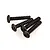 Four black metal button head screws with coarse threads arranged on a white background.