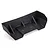 A black plastic rear wing for a 1/10 scale RC buggy, featuring three vertical support fins and two mounting holes.