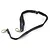 A black nylon cable strap featuring two silver spring-loaded hooks and an adjustable buckle, isolated on a white background.