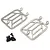 Two stainless steel front light grill covers for an RC crawler with a small pile of black mounting screws on a white background.