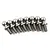 A set of eight silver-coloured metal pivot balls for RC cars arranged in a row against a white background.