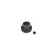 A black steel 14-tooth pinion gear with a grub screw, isolated on a white background.