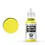 A 17ml bottle of Vallejo Model Color Fluorescent Yellow acrylic paint with a white dropper cap, shown next to a yellow color swatch.