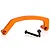 An orange anodized aluminium engine brace for a Rovan Baja RC car, shown with two black countersunk screws on a white background.