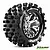A single Louise MT-Rock RC monster truck tyre mounted on a chrome spoke rim against a white background.