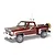 A 1/24 scale model of a 1976 Chevrolet Stepside pickup truck, painted deep red with white racing stripes, featuring a roll bar, off-road lights, and spare tire.