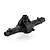A black plastic RC car gear box case with integrated link mounts, shown from a high angle against a white background.