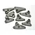 A set of eight grey plastic Traxxas progressive rocker arms for RC vehicles, arranged on a white background.
