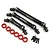 Yeah Racing HD steel drive shaft set for TRX-6, including three black shafts, six red anodized spacers, and small screws on a white background.