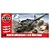 Airfix 1/48 scale North American F-51D Mustang model kit box art featuring a silver fighter plane flying over tanks in a battlefield.