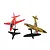 Two assembled 1/72 scale model aircraft on black display stands: a bright red RAF Hawk trainer and a camouflaged Spitfire fighter.