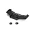 A black plastic rear wing for an RC car, shown with two small black washers on a white background.