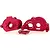 GPM Racing red anodized aluminium rear motor mount set for RC vehicles, featuring three machined components on a white background.
