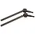 Two black steel universal CVD driveshafts for RC cars, shown against a white background.