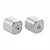 Two silver-coloured metal hexagonal wheel hex hubs for an RC car, shown against a plain white background.