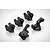 A set of five black plastic RC link mounts on a white background.