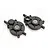 Two black plastic HSP differential case halves shown from a top-down angle on a white background.