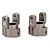 A pair of gunmetal grey aluminium RC car hub carriers, one marked with an R and the other with an L, isolated on a white background.