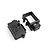Black plastic HSP receiver cover and ESC protection holder with a spider logo embossed on the lid, isolated on a white background.