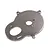 A gunmetal grey aluminium motor mount for an RC car, featuring a circular design with various mounting holes and a large central opening.