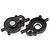 Two black anodized aluminium RC differential case halves shown from different angles against a white background.
